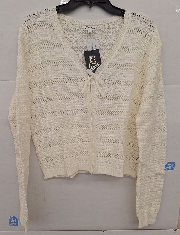 Art Class Girls&#39; Crochet Cardigan Sweater - Cream  XXL