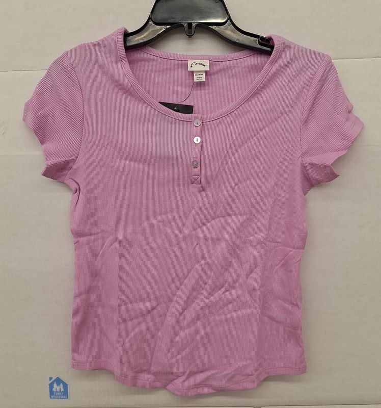 Art Class Girls&#39; Button Front Henley T-Shirt - Lavender XXL