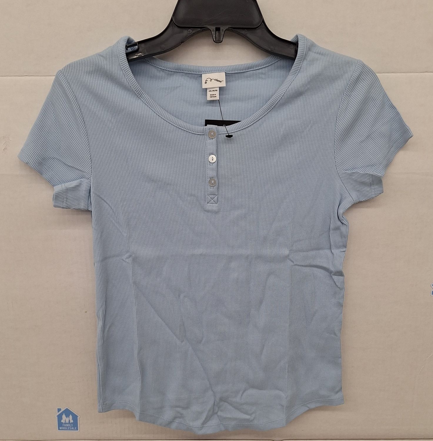 Art Class Girls&#39; Button Front Henley T-Shirt - Blue  XXL