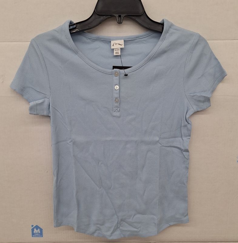 Art Class Girls&#39; Button Front Henley T-Shirt - Blue  XXL