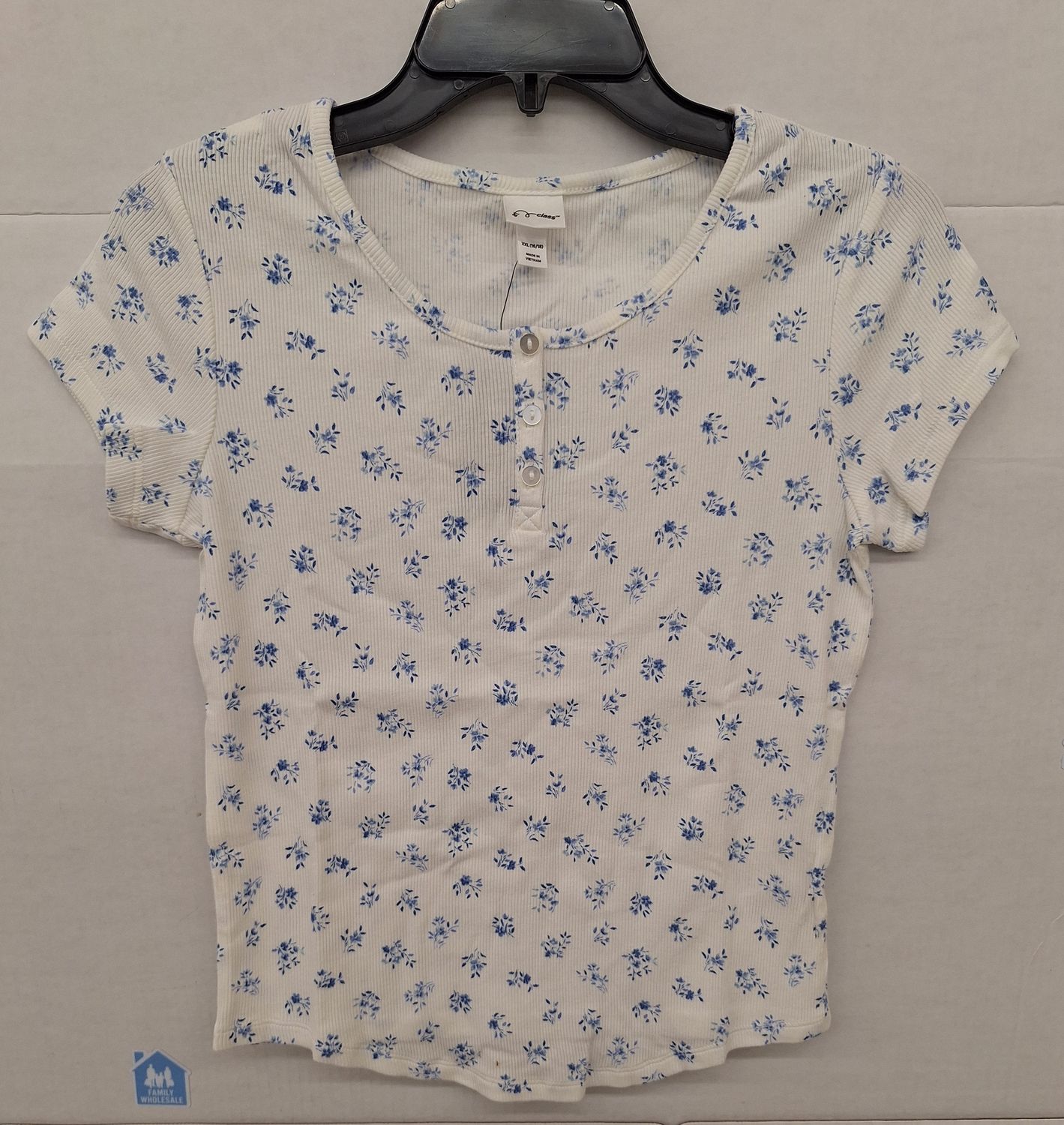 Art Class Girls&#39; Button Front Henley T-Shirt - White XXL