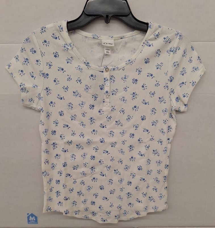 Art Class Girls&#39; Button Front Henley T-Shirt - White XXL