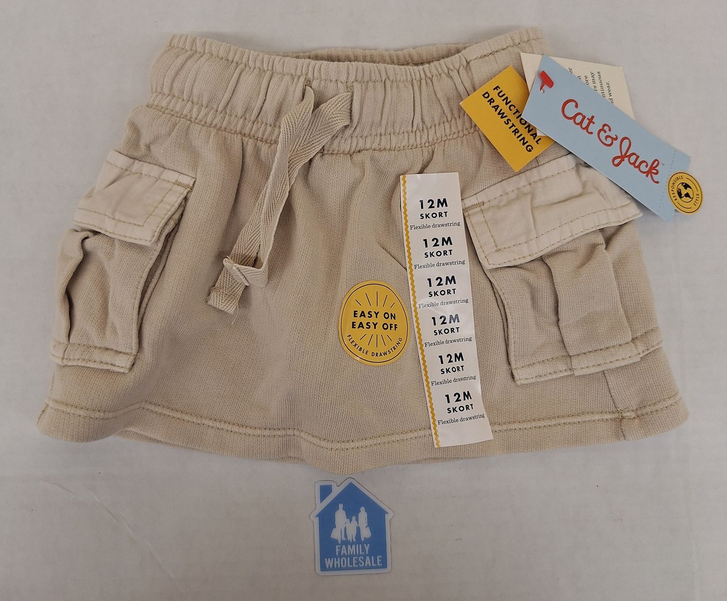 Cat &amp; Jack Girls&#39; French Terry Cargo Skirt - Cream 12M