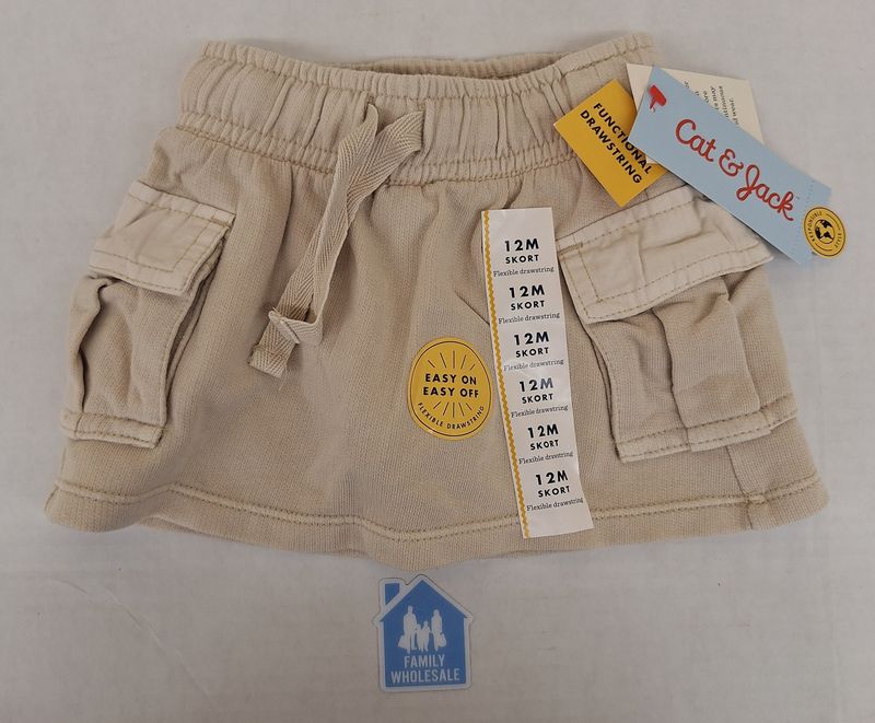 Cat &amp; Jack Girls&#39; French Terry Cargo Skirt - Cream 12M