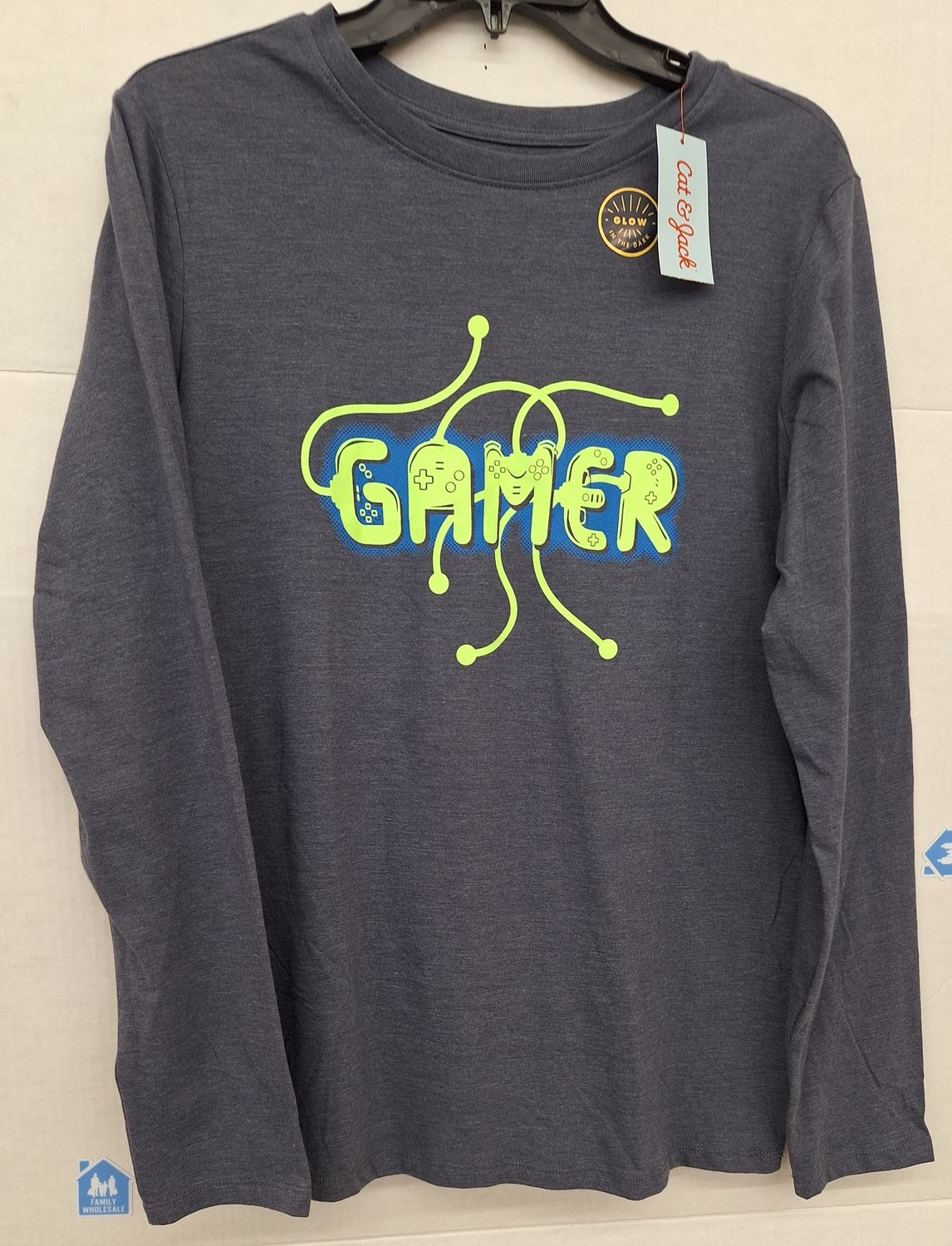 Boys&#39; &#39;Gamer&#39; Graphic Long Sleeve T-Shirt - Cat &amp; Jack Gray Blue XXL
