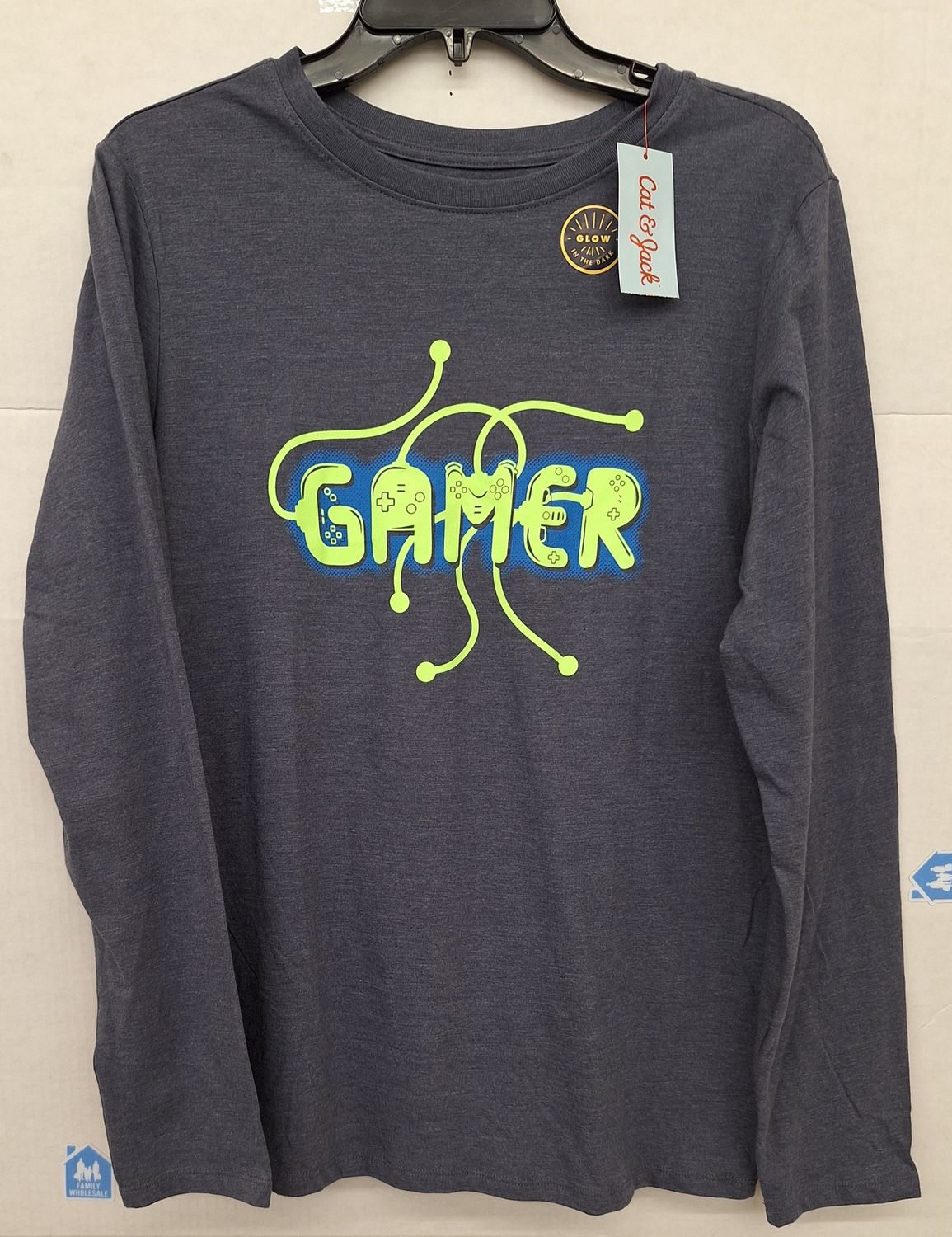 Boys&#39; &#39;Gamer&#39; Graphic Long Sleeve T-Shirt - Cat &amp; Jack Gray Blue XL