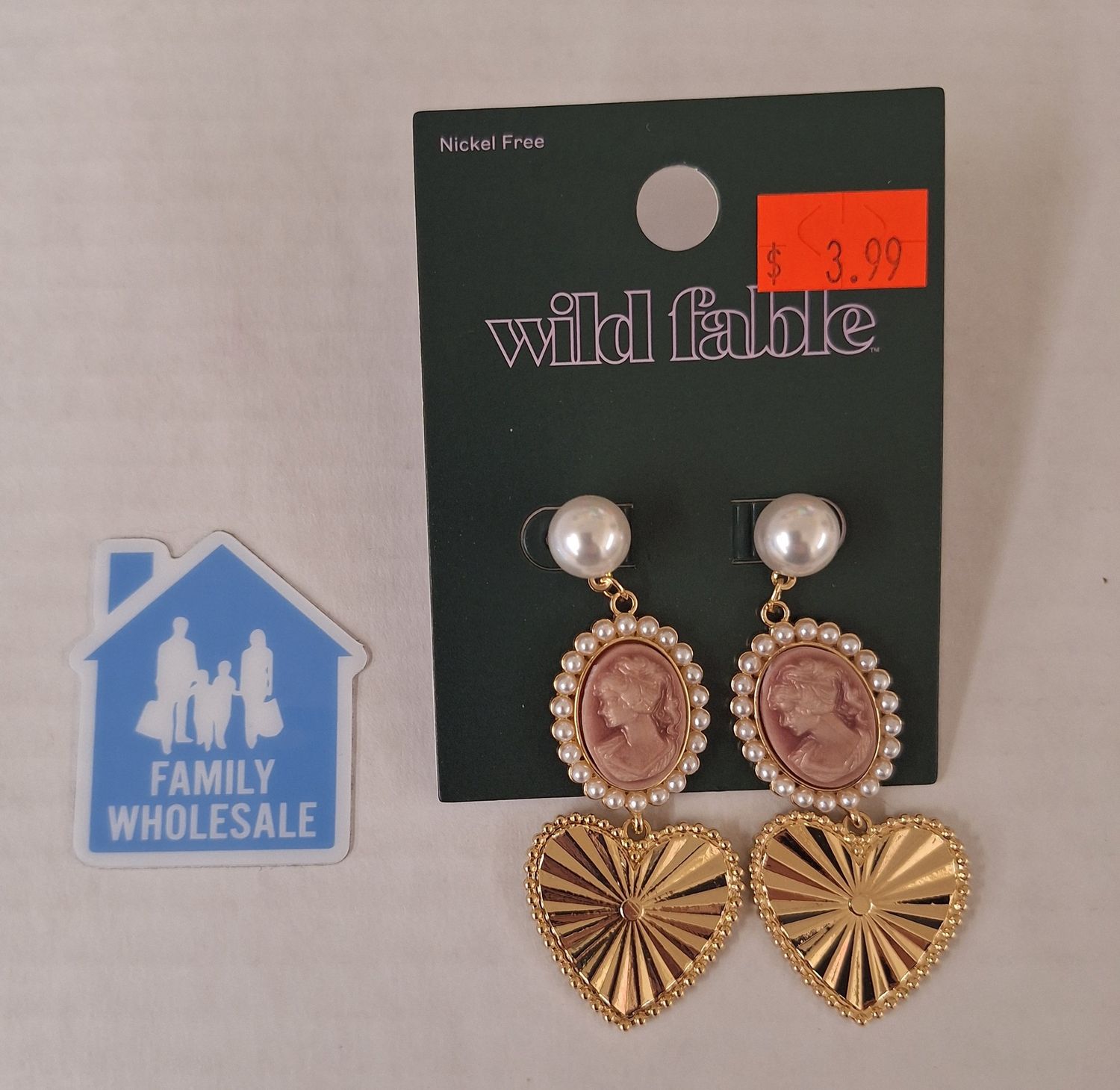 Linear Pearl Cameo Heart Drop Earrings - Wild Fable™ Gold