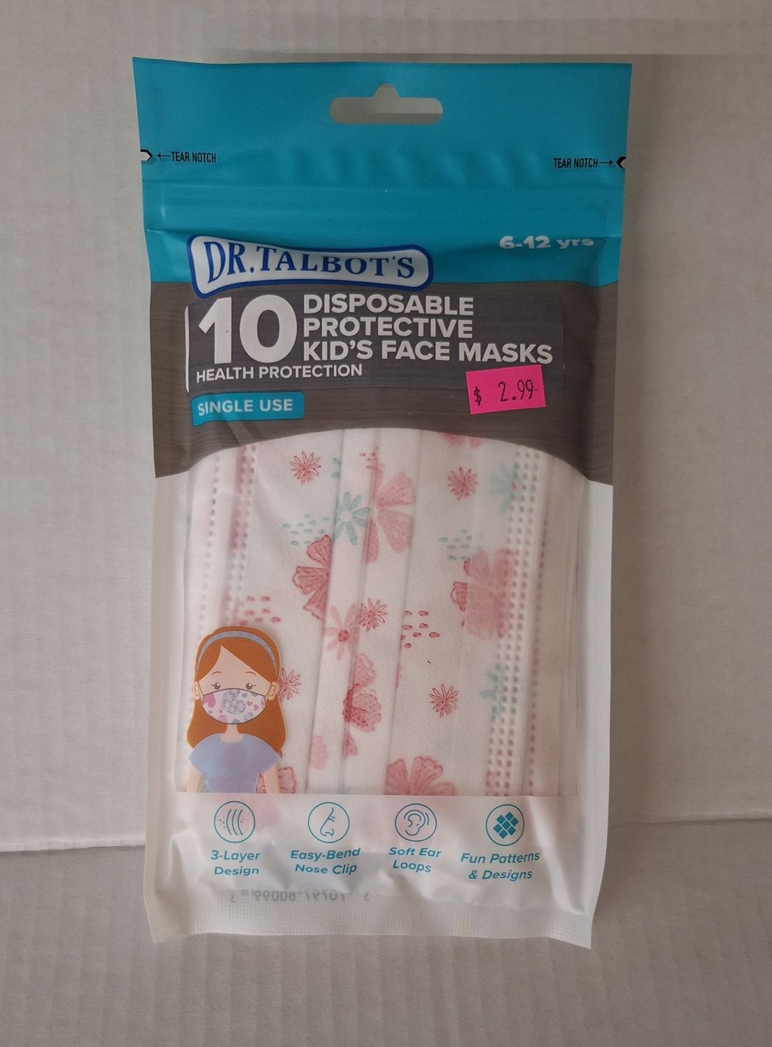 Dr. Talbot's Disposable Kid's Face Masks - Pink - 10ct