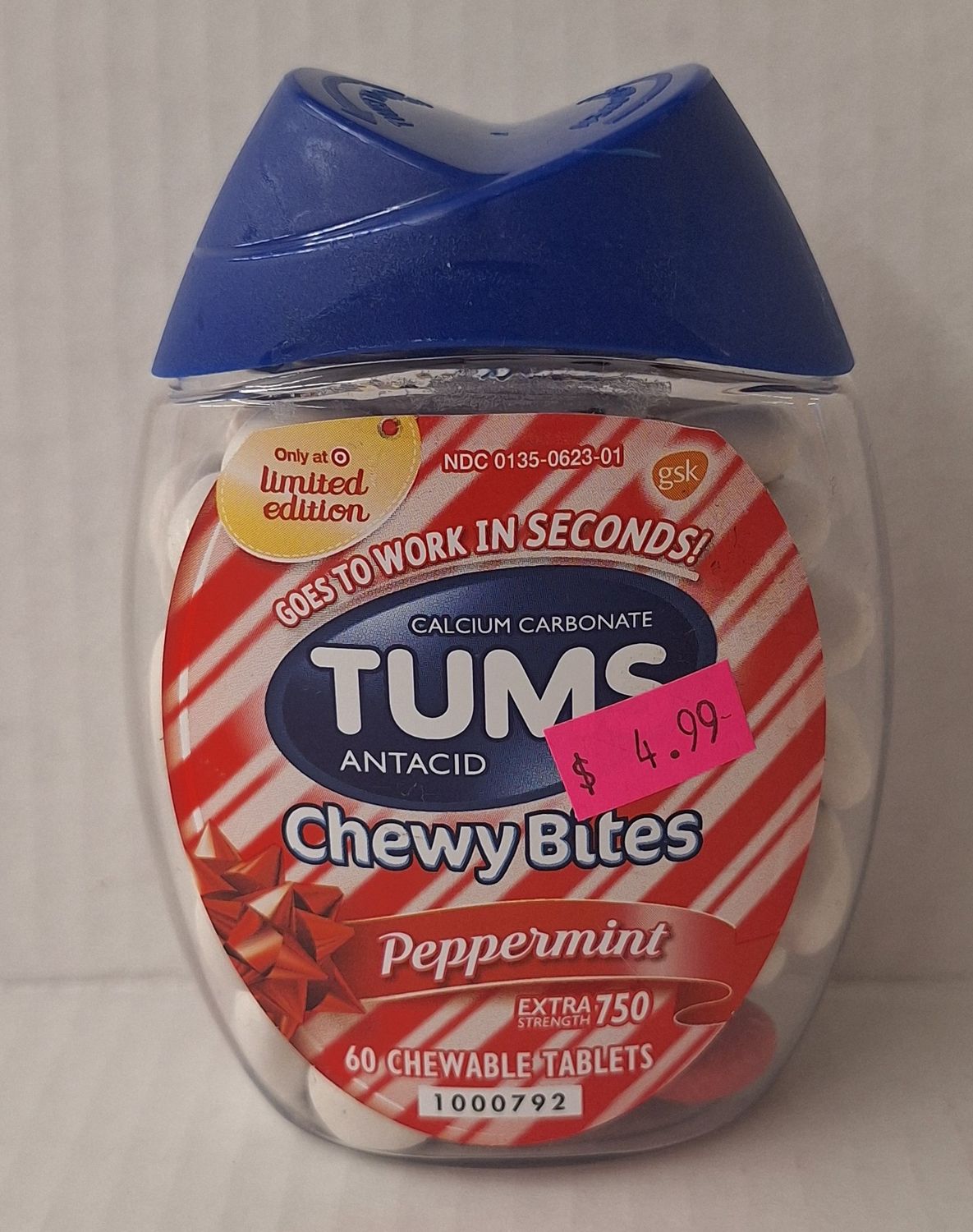 Tums Chewy Bites Peppermint Extra Strength Chewable Antacid for Heartburn - 60ct