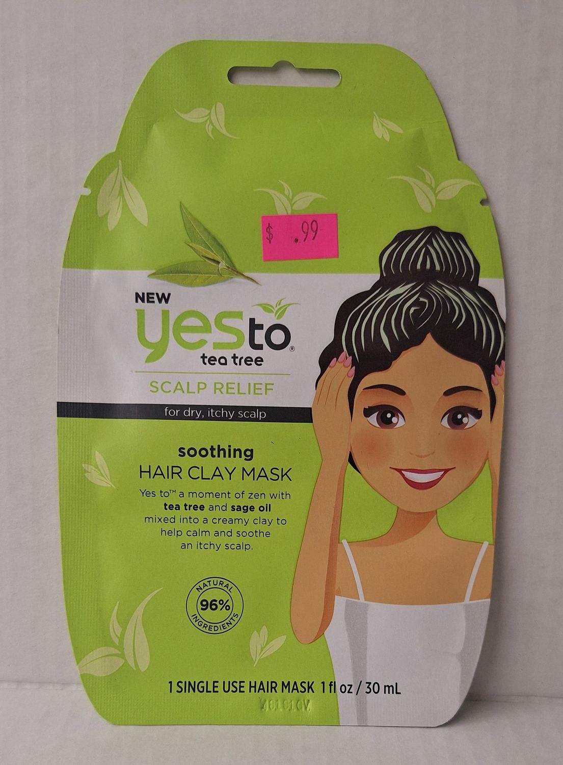 Yes To Tea Tree Clay Hair Mask Single Use Scalp Relief Hair Treatment 1 Oz
