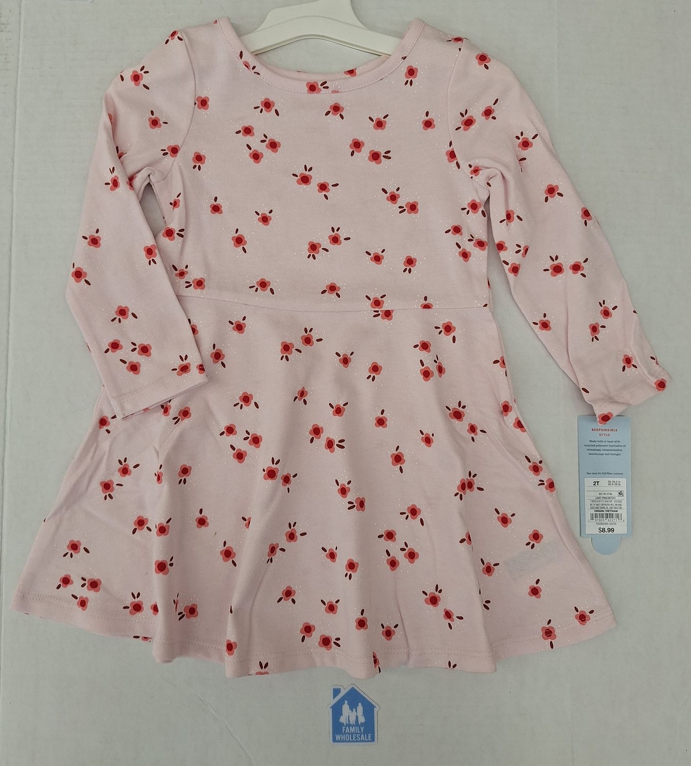 Toddler Girls' Floral Knit Long Sleeve Dress - Cat &amp; Jack Blush Pink 2T