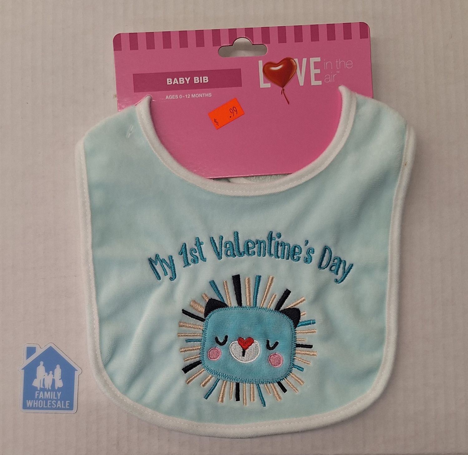 Blue Baby Bib 1st Valentines Day