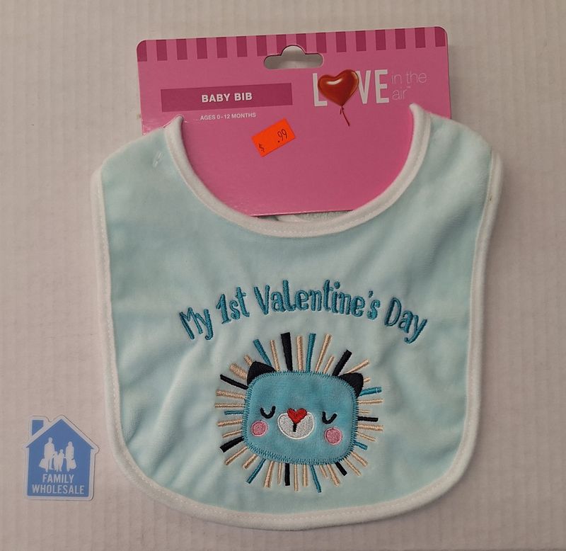 Blue Baby Bib 1st Valentines Day