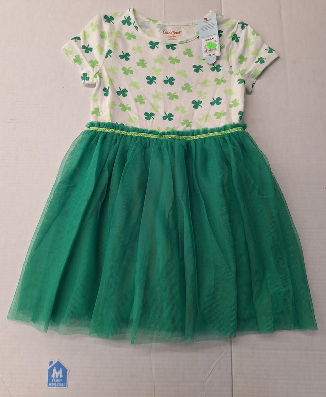 Girls' 'St. Patrick's Day' Shamrock Dress - Cat &amp; Jack White S (6/6X)