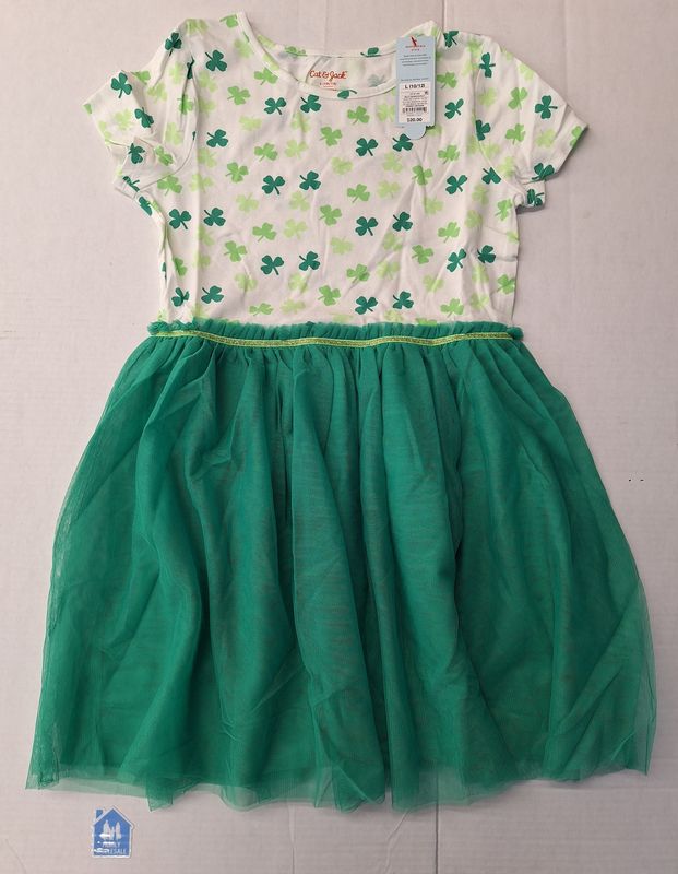 Girls' 'St. Patrick's Day' Shamrock Dress - Cat &amp; Jack White L (10-12)