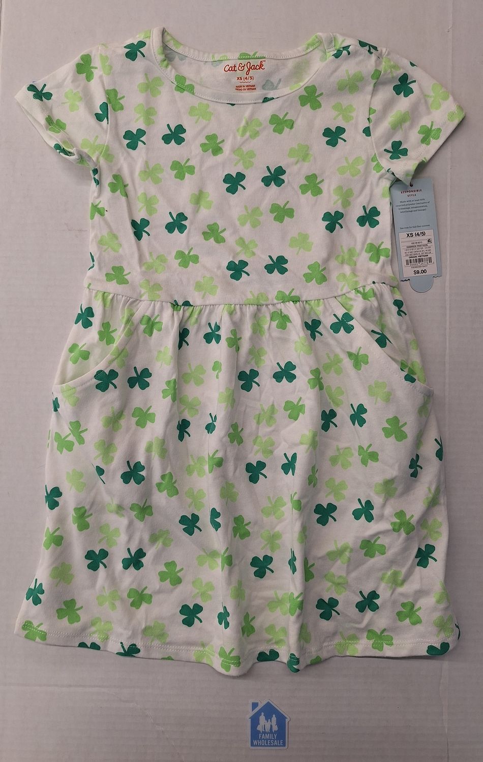 Girls' 'St. Patrick's Day' Printed Short Sleeve Dress - Cat &amp; Jack White XS (4/5)