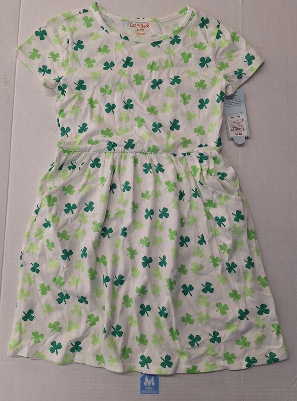 Girls' 'St. Patrick's Day' Printed Short Sleeve Dress - Cat &amp; Jack White M (7/8)