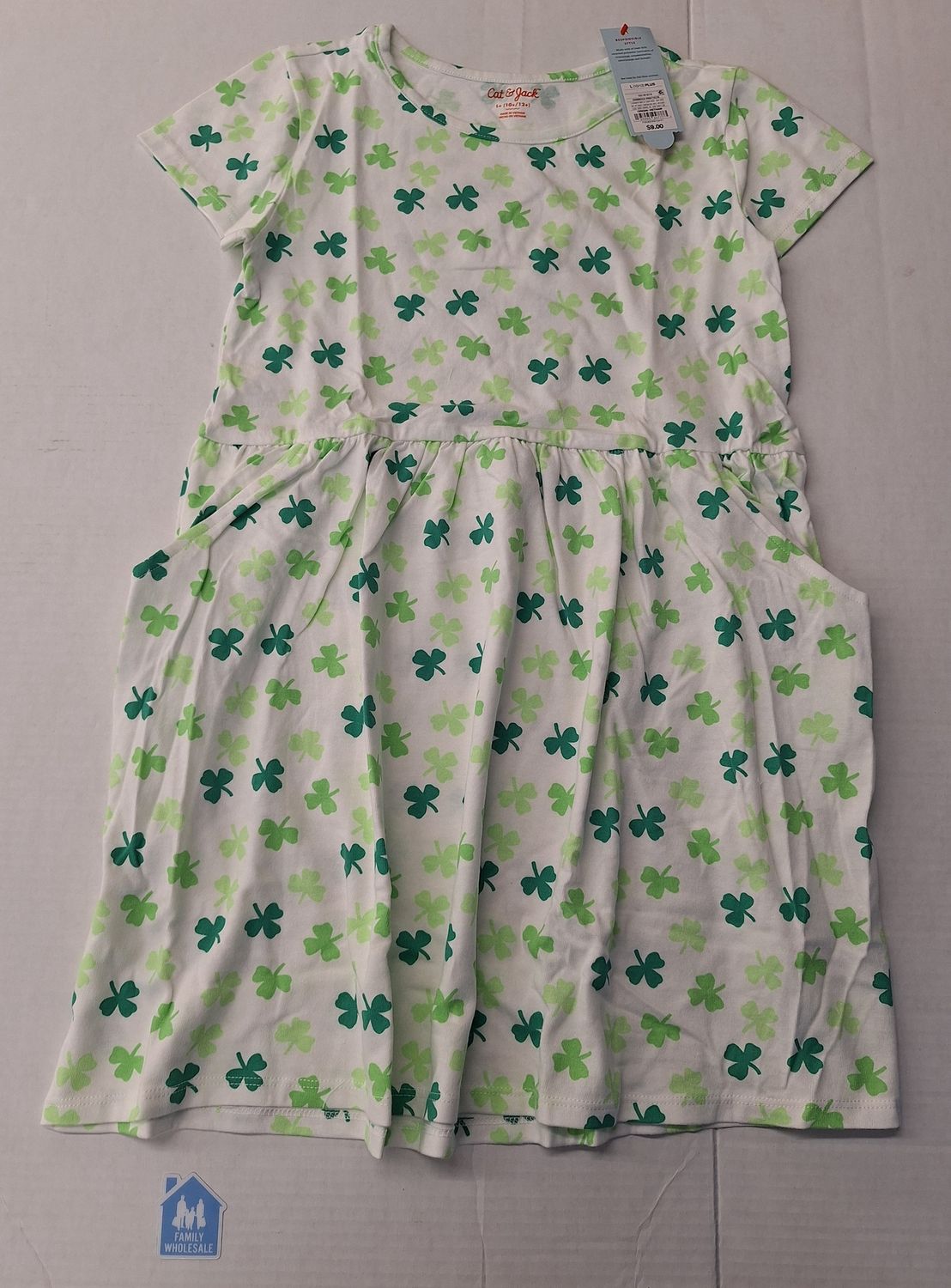 Girls' 'St. Patrick's Day' Printed Short Sleeve Dress - Cat &amp; Jack White L (10/12)