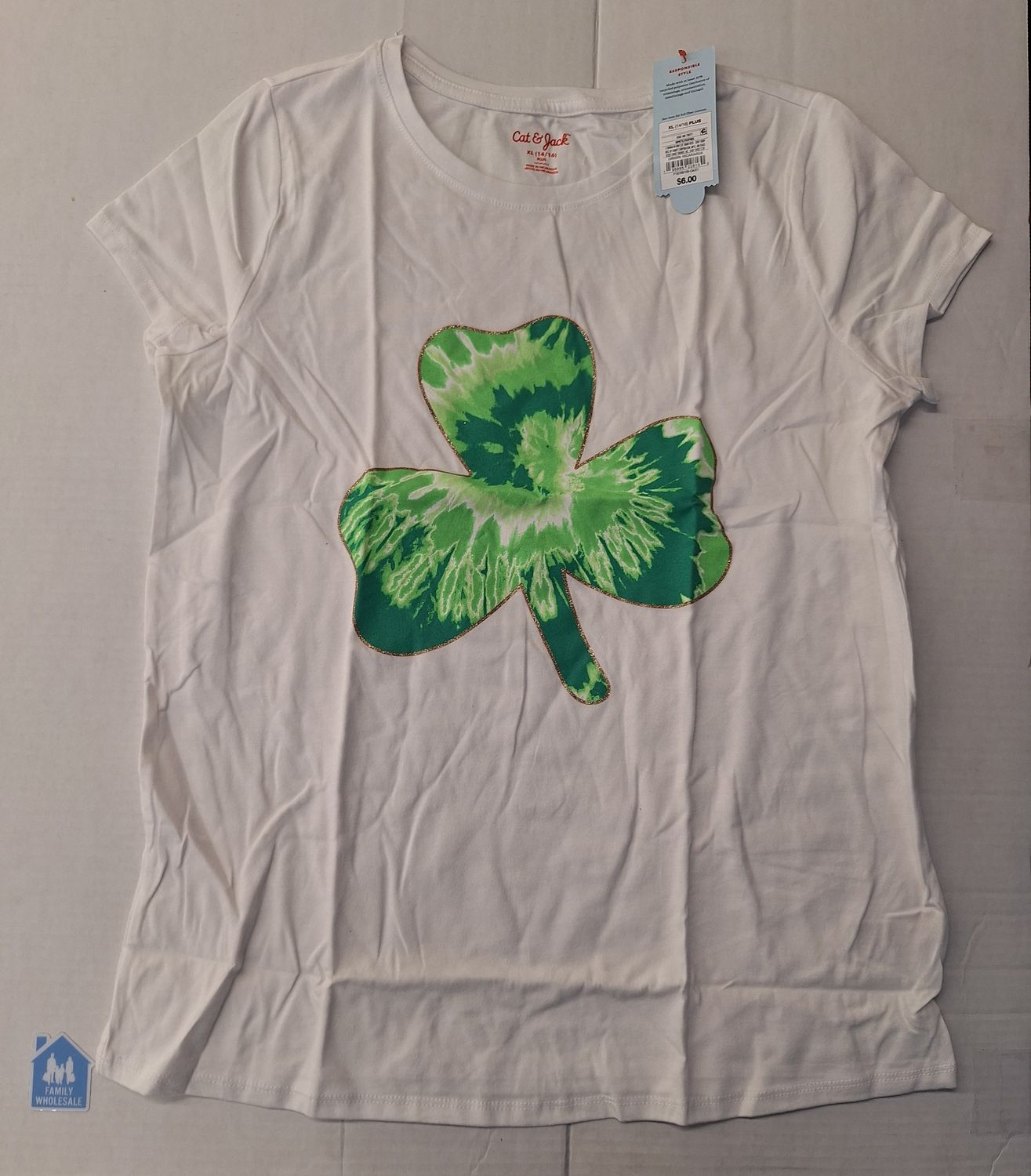 Girls' Tie Dye Shamrock Short Sleeve Graphic T-Shirt - Cat &amp; Jack XL (14/16) PLUS