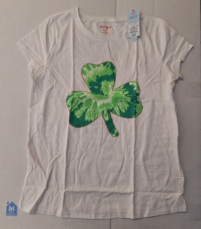Girls' Tie Dye Shamrock Short Sleeve Graphic T-Shirt - Cat &amp; Jack XL (14/16) PLUS