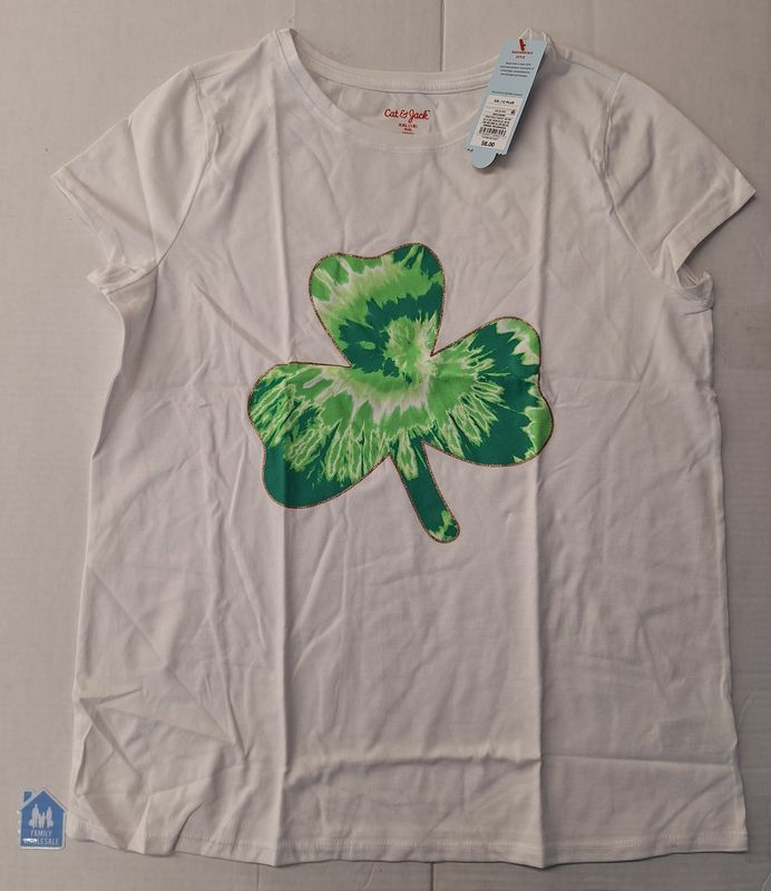 Girls' Tie Dye Shamrock Short Sleeve Graphic T-Shirt - Cat &amp; Jack XXL (18) PLUS