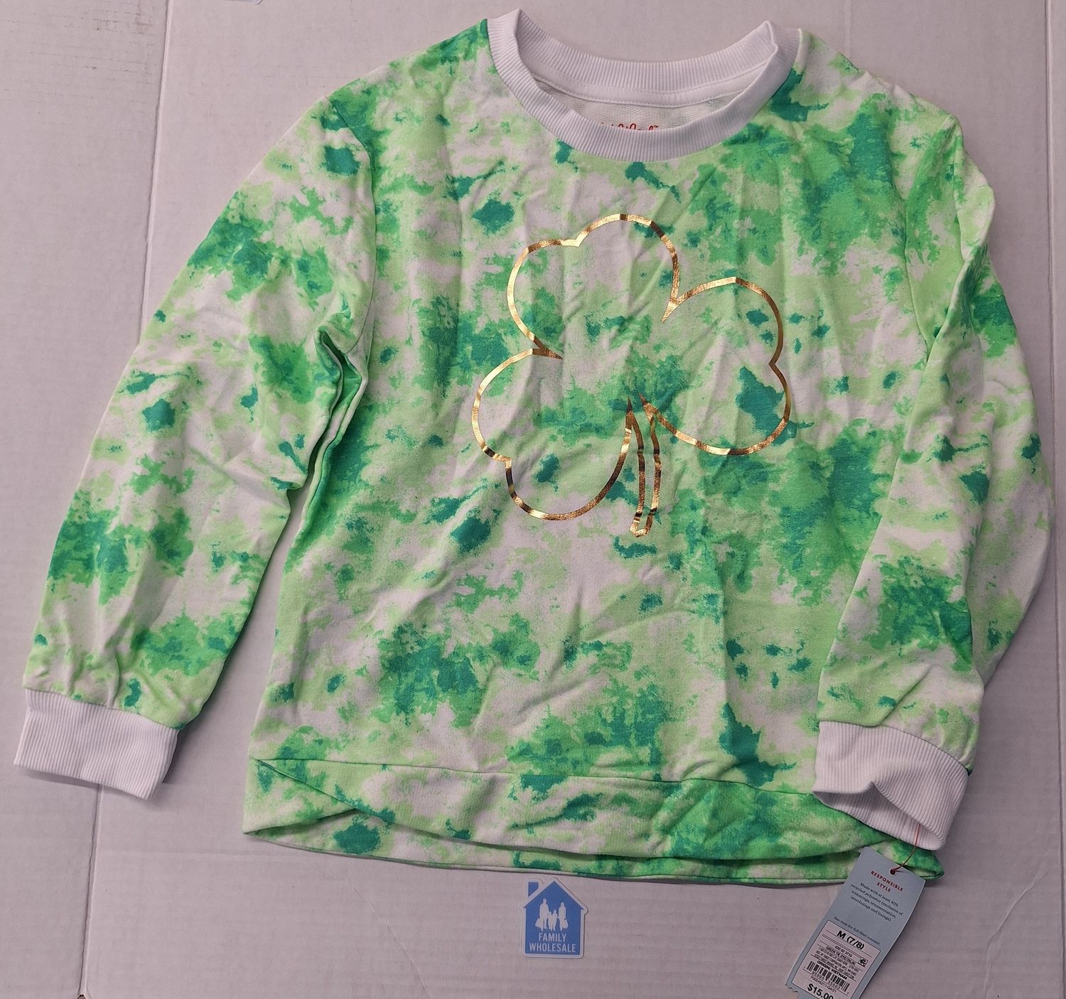 Shamrock Green Tie Die Sweatshirt- Cat &amp; Jack M (7-8)