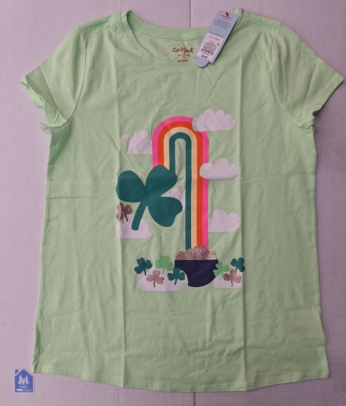 Girls' 'St. Patrick's Day' Rainbow Short Sleeve Graphic T-Shirt - Cat &amp; Jack XL (14/16) PLUS