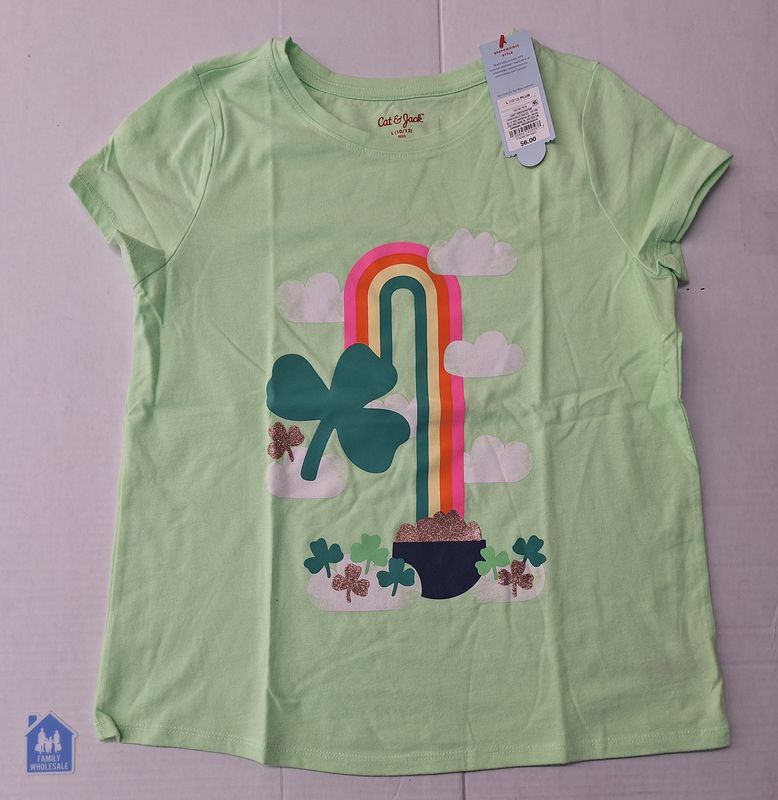 Girls' 'St. Patrick's Day' Rainbow Short Sleeve Graphic T-Shirt - Cat &amp; Jack L (10-12) PLUS