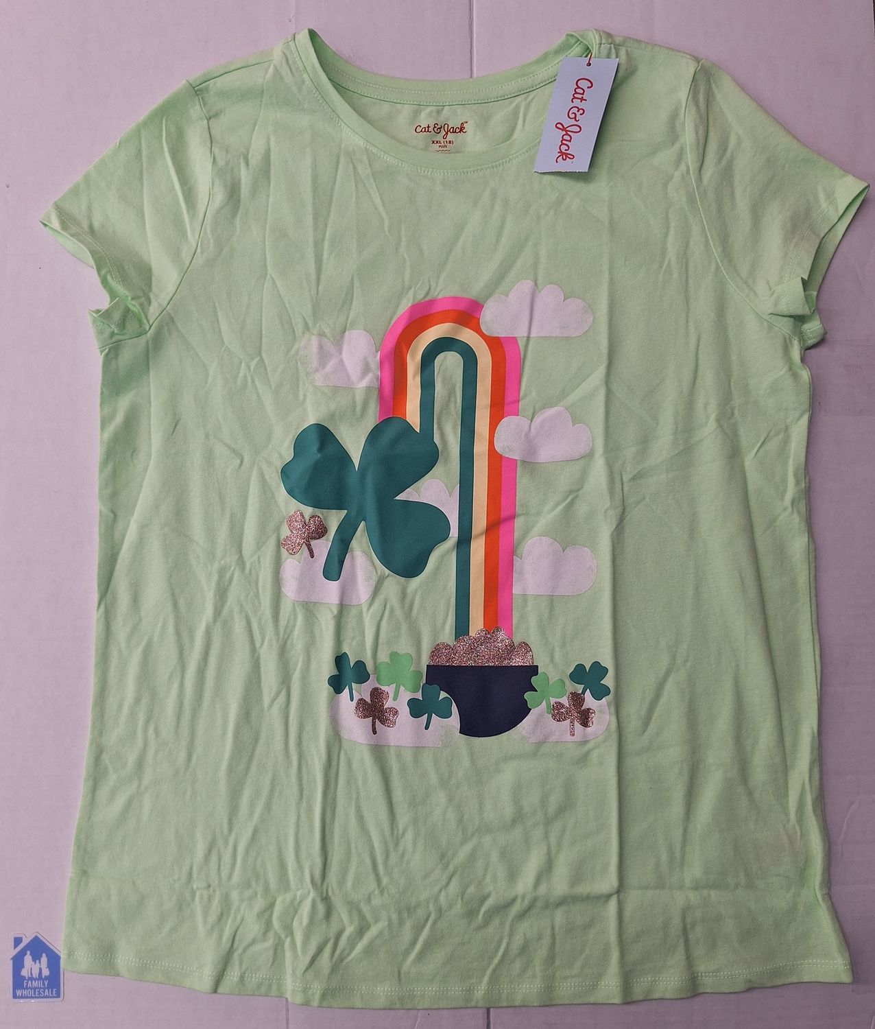 Girls' 'St. Patrick's Day' Rainbow Short Sleeve Graphic T-Shirt - Cat &amp; Jack XXL (18) PLUS