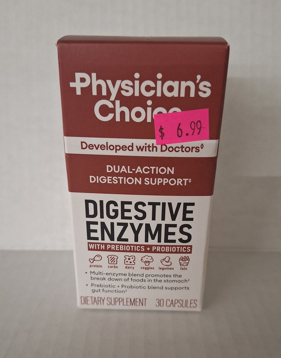 Physician's Choice Digestive Enzyme Probiotic Capsules - 30ct: 2 Billion CFUs, P