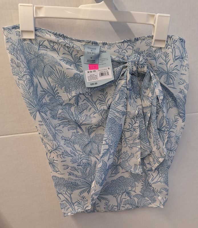 Women's Toile Print Mini Cover Up Sarong - Shade &amp; Shore™ Blue/White M