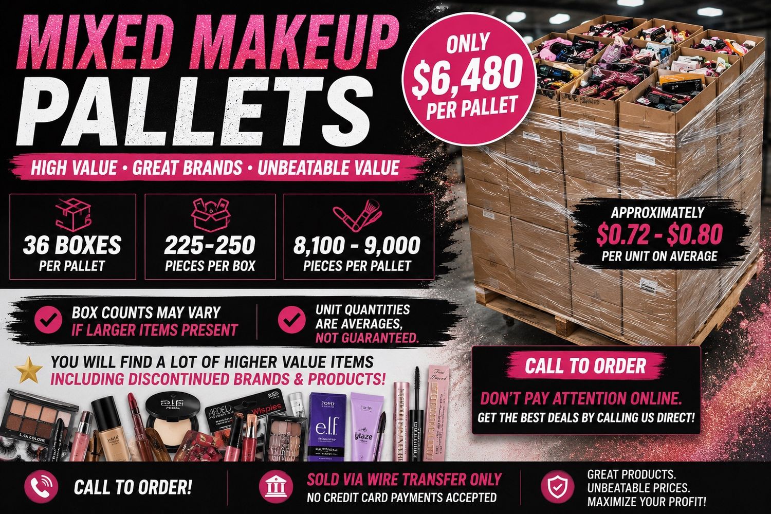 Mixed Make Up Pallets 36 Banana Boxes Per Pallet