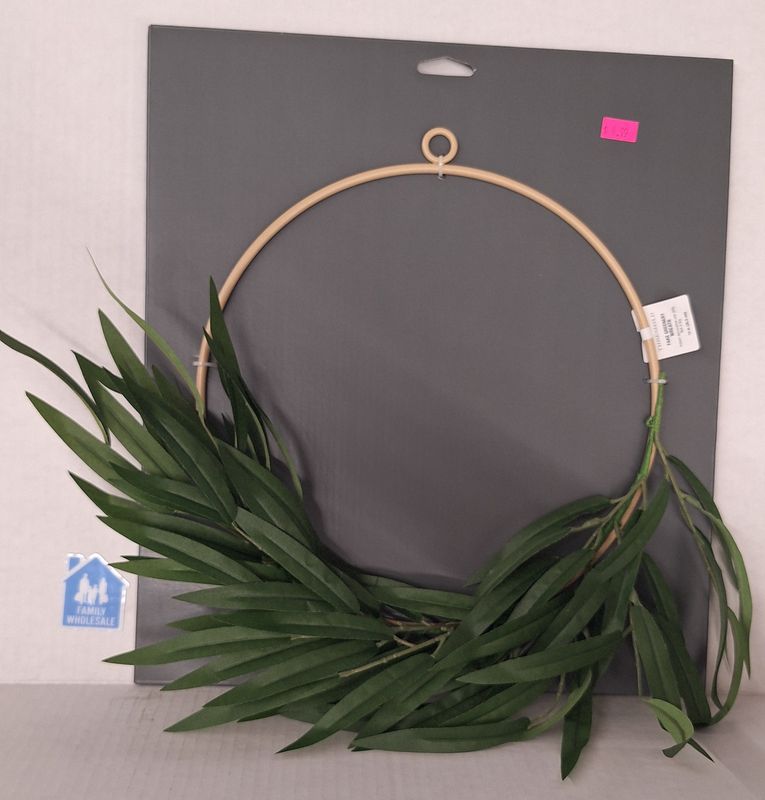 Faux Greenery Bamboo Wreath Ring Wall Sculpture Green - Threshold™