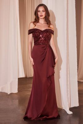 Cr877 Burgundy Evening Dress
