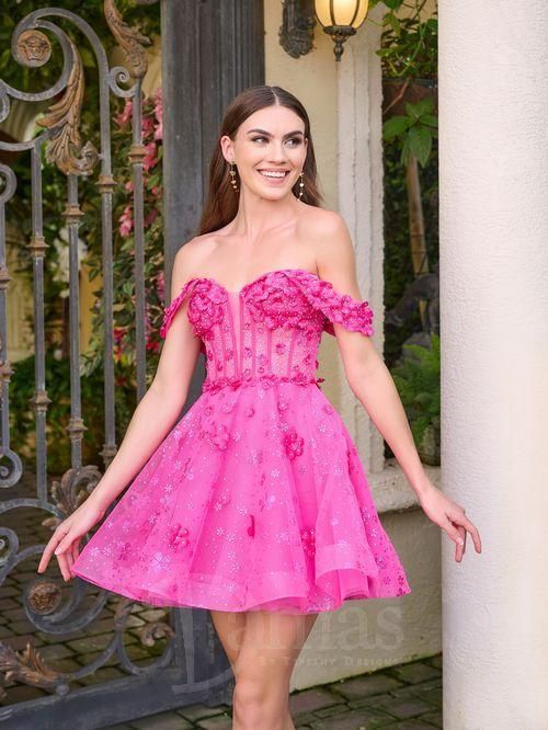 52471 Hot Pink Short Dress
