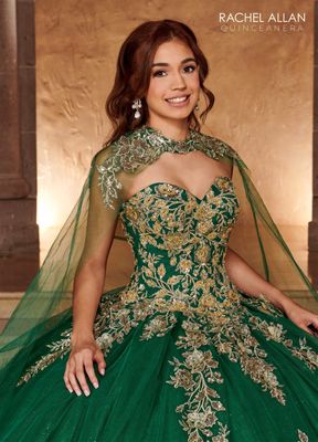 Rq1111 Emerald/gold Quince Dress