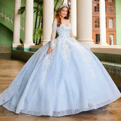 PR12267 Light Blue Quince Dress