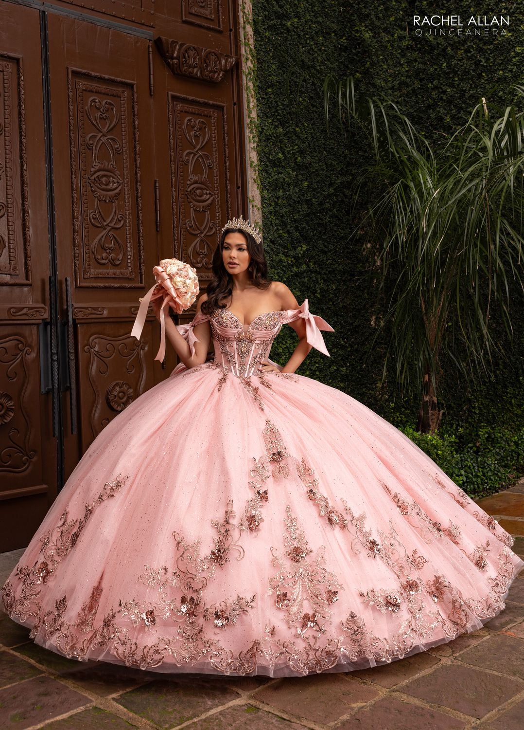 slim fit dress slacks Princesa PR22142 Long Quinceanera Dress Rose Gold / 10