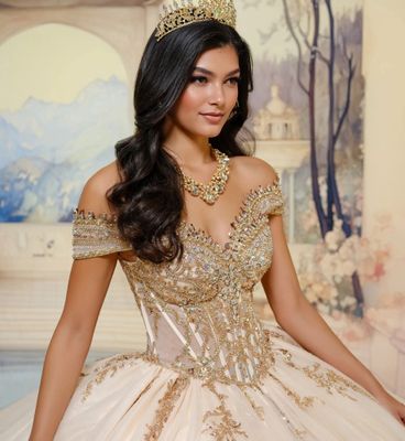 Pr30211 Champagne/gold Quince Dress