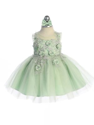 7038S Sage Baby Dress