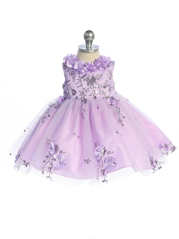 7039S Baby Dress With 3d Flowers