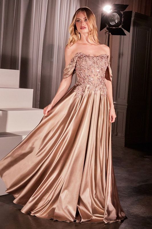 CDS525 Mocha Gold Evening/Prom Dress