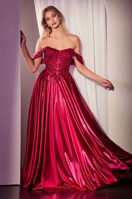 CDS525 Burgundy Evening Dress
