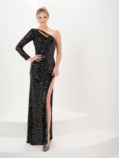 16053 Black Sequins Evening/prom Dress