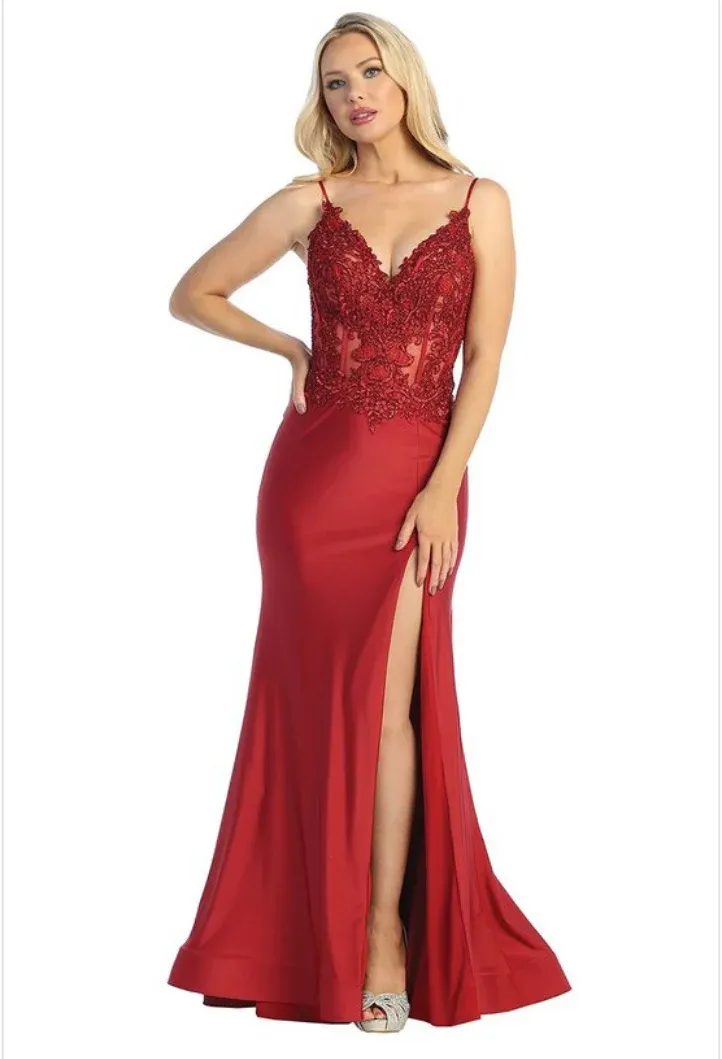 7761L Burgundy Prom/Evening Dress