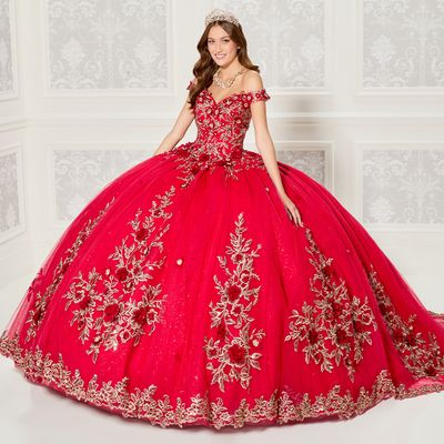 PR30114 Ruby Red/Gold Quince Dress