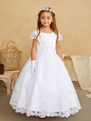 5841 White Lace Bodice Dress