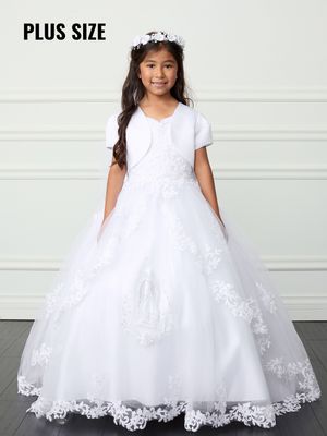 1214X White Husky Lace Communion Dress Size 20X