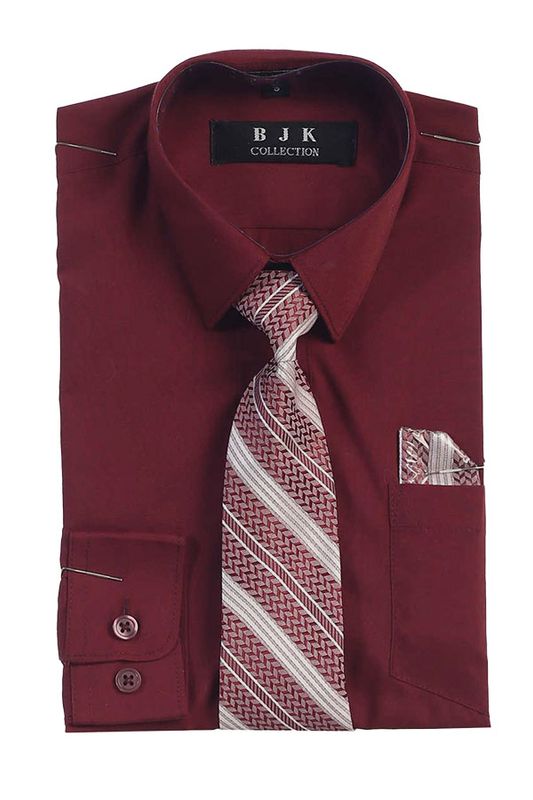 ST-BU Burgundy Boy Shirt W/Tie