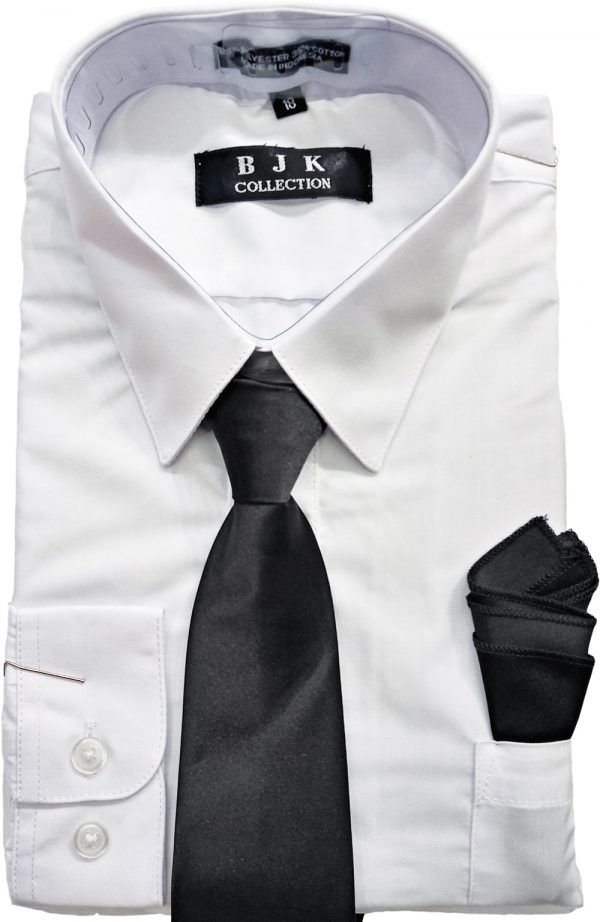 ST-WB White/black Tie Boy Shirt